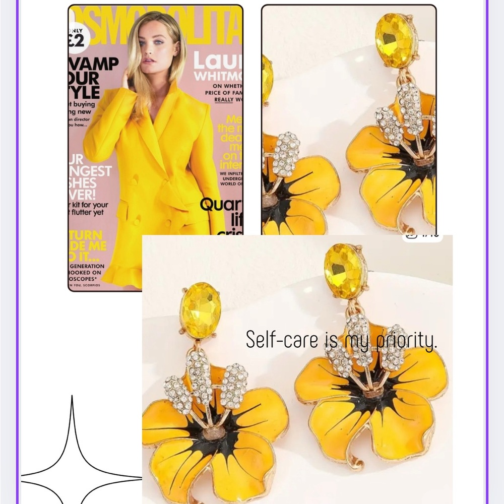 Elegant Yellow Floral Earrings